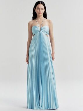 A.L.C. Moira Satin Pleated Maxi Dress $795 NEW without tag